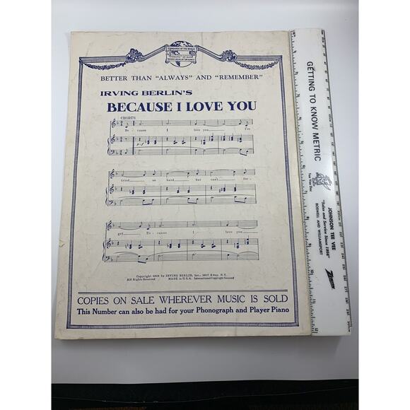 Antique Irving Berlin's, Just A Little Longer, 1926 sheet music #23. Nice! - Picture 2 of 9